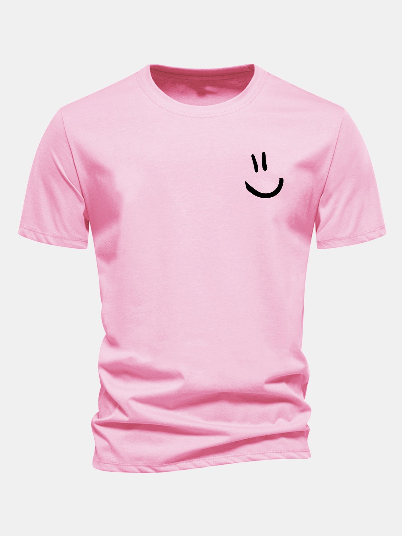 Regular Fit Smiley Face Print Cotton T-Shirt