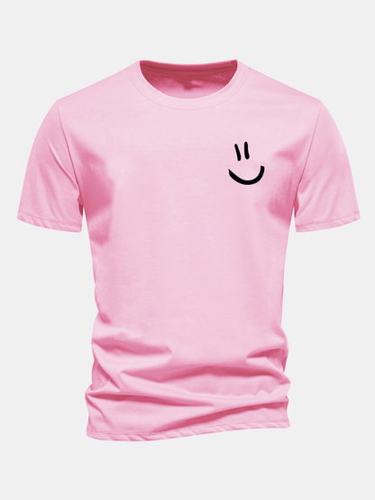 Regular Fit Smiley Face Print Cotton T-Shirt