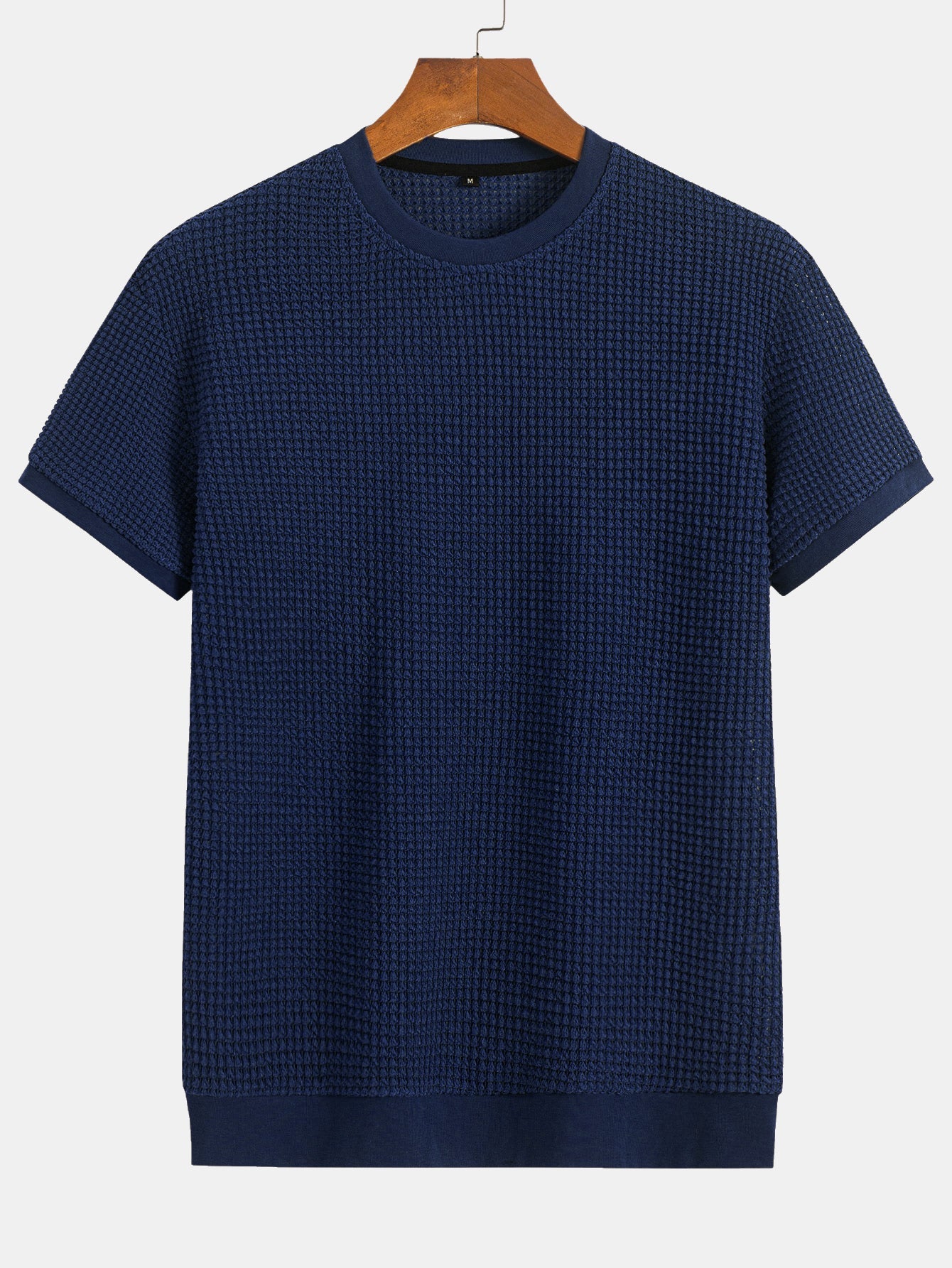 Short Sleeve Waffle Ribbed Hem T-Shirt
