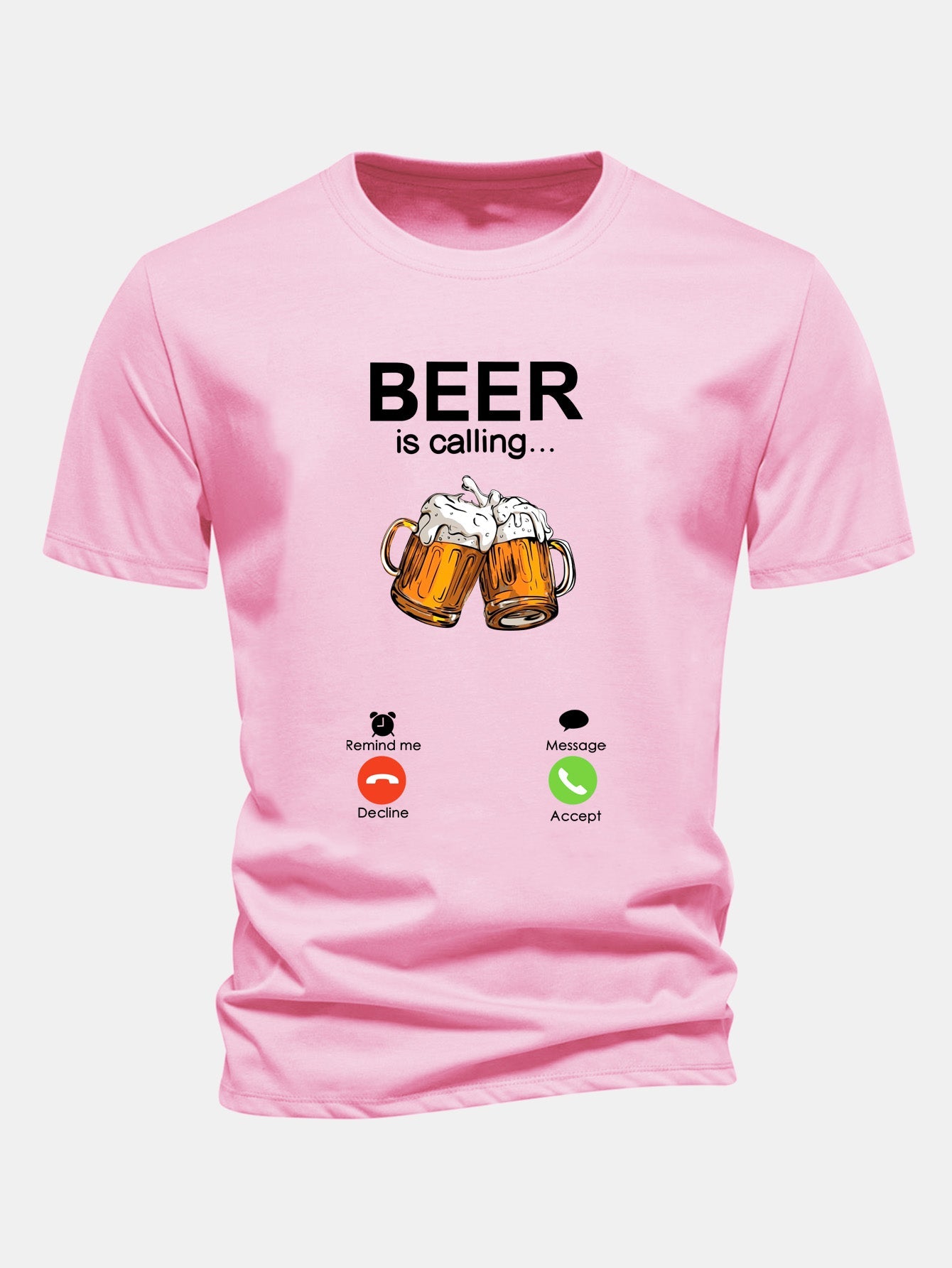 Regular Fit Beer Is Calling Print Cotton T-Shirt