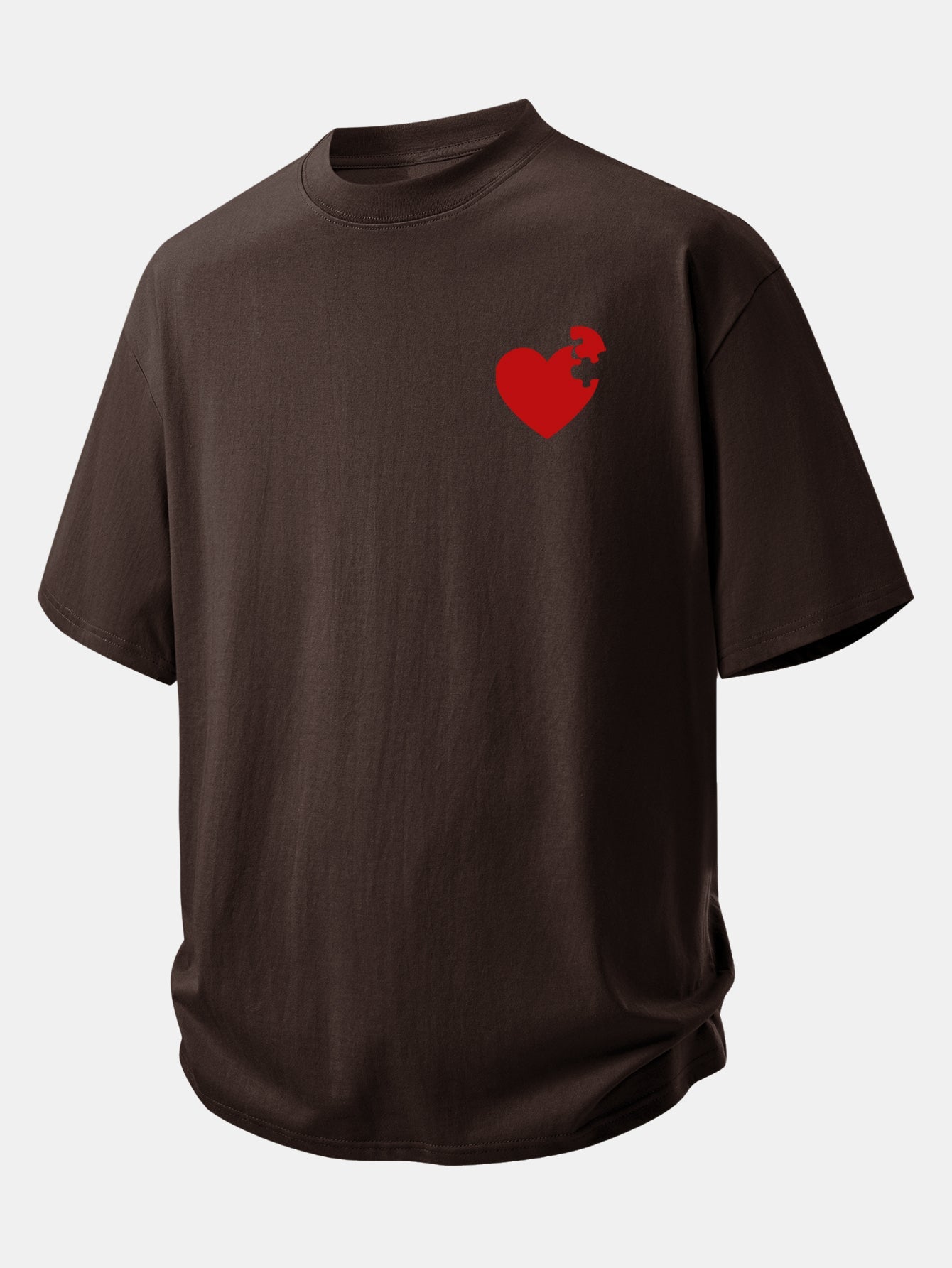 Relax Fit Heart Puzzle Print Cotton T-Shirt