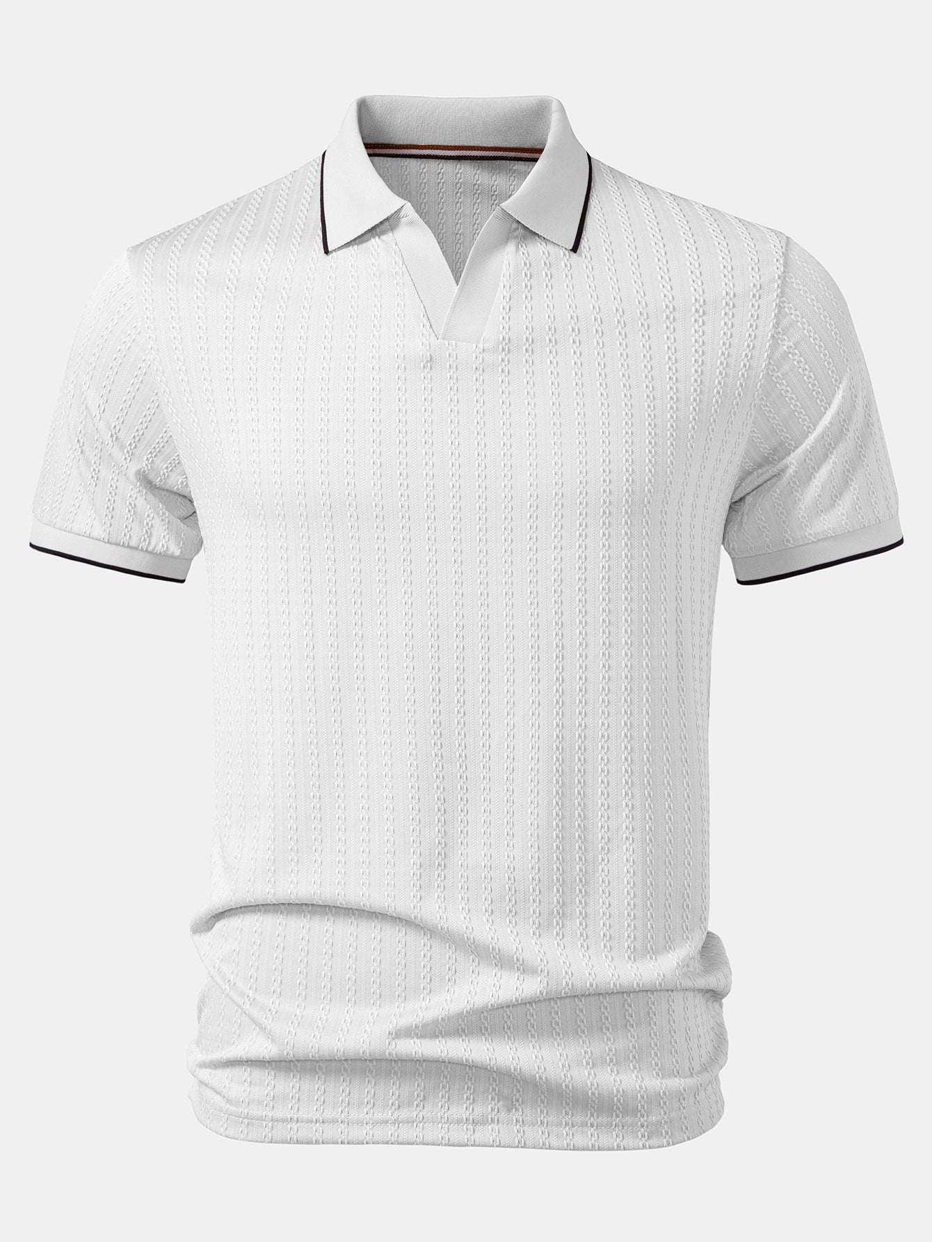 Contrast Trim Textured Knit Polo