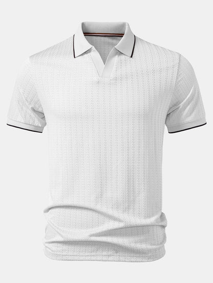 Contrast Trim Textured Knit Polo