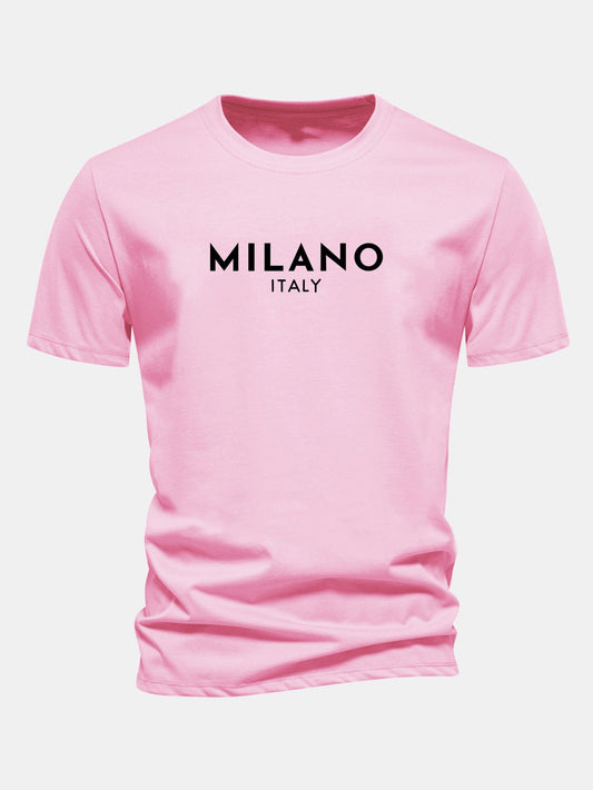 Regular Fit Milano Italy Print Cotton T-Shirt