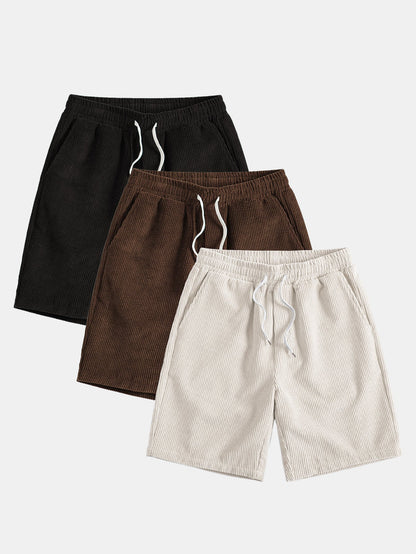 3 Pieces Drawstring Corduroy Shorts