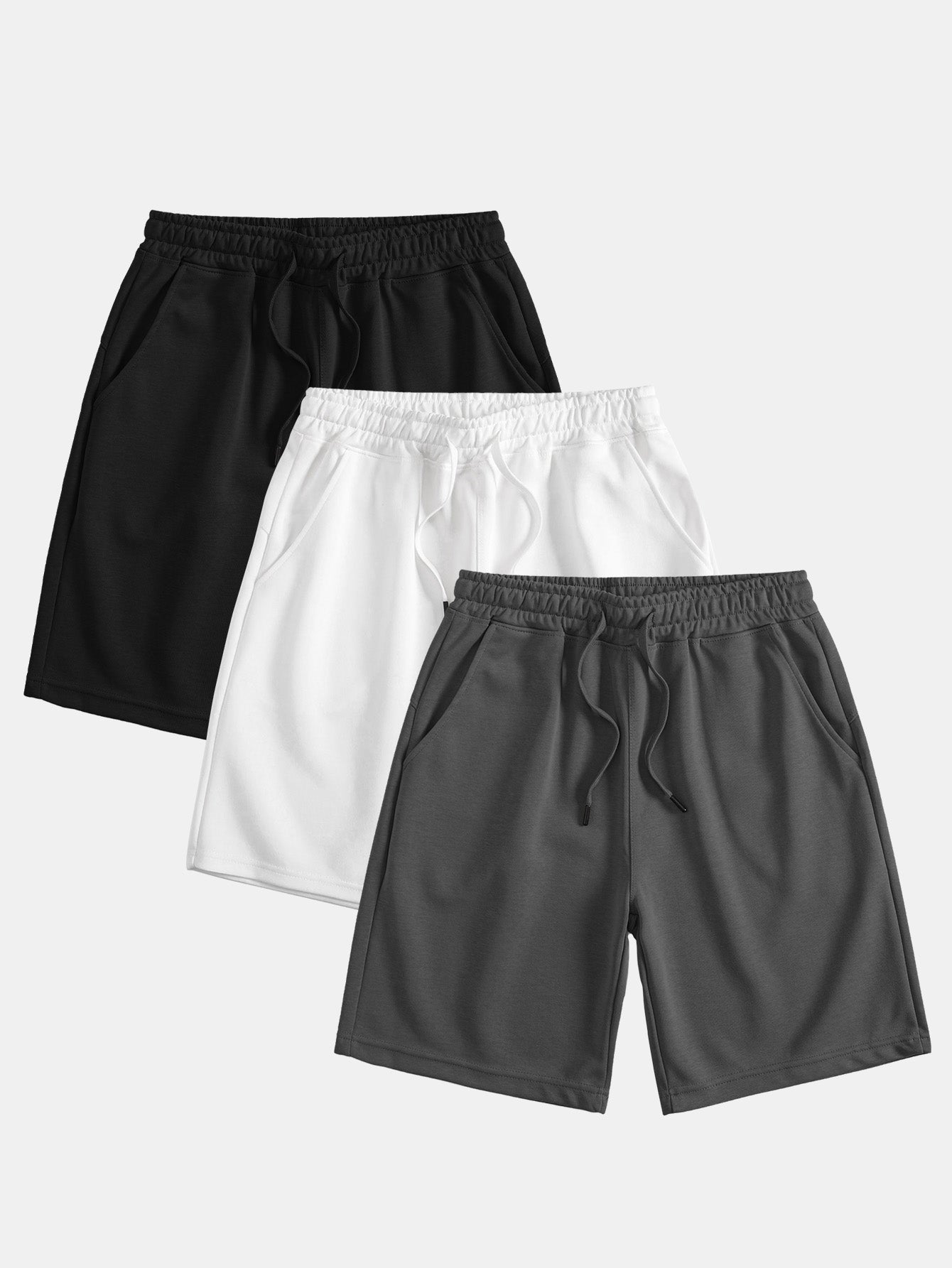 3 Pieces Mid Length Drawstring Shorts