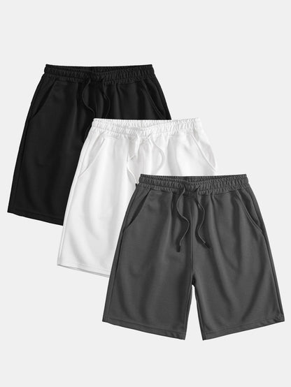 3 Pieces Mid Length Drawstring Shorts