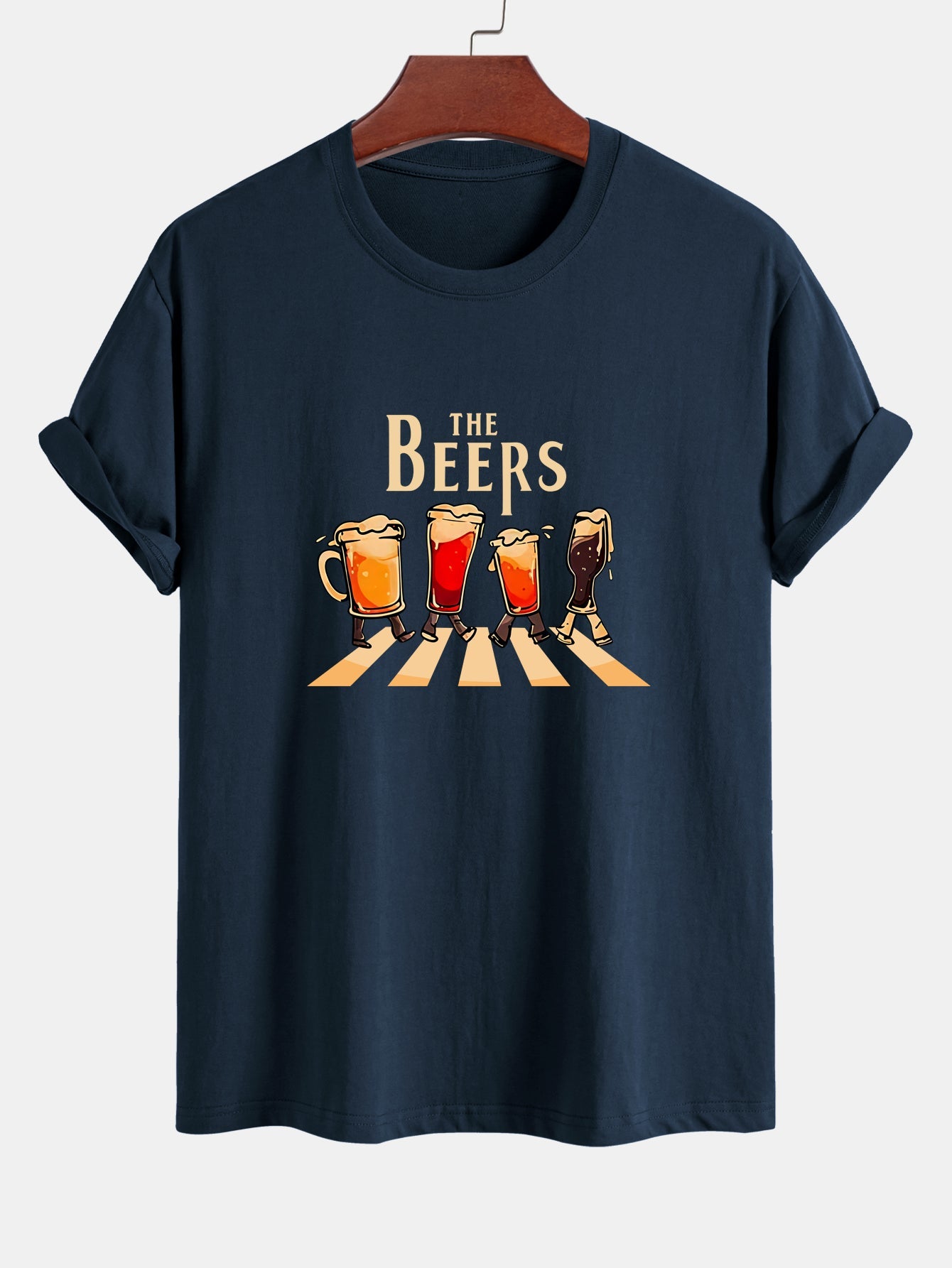 Regular Fit Beer Print Cotton T-Shirt