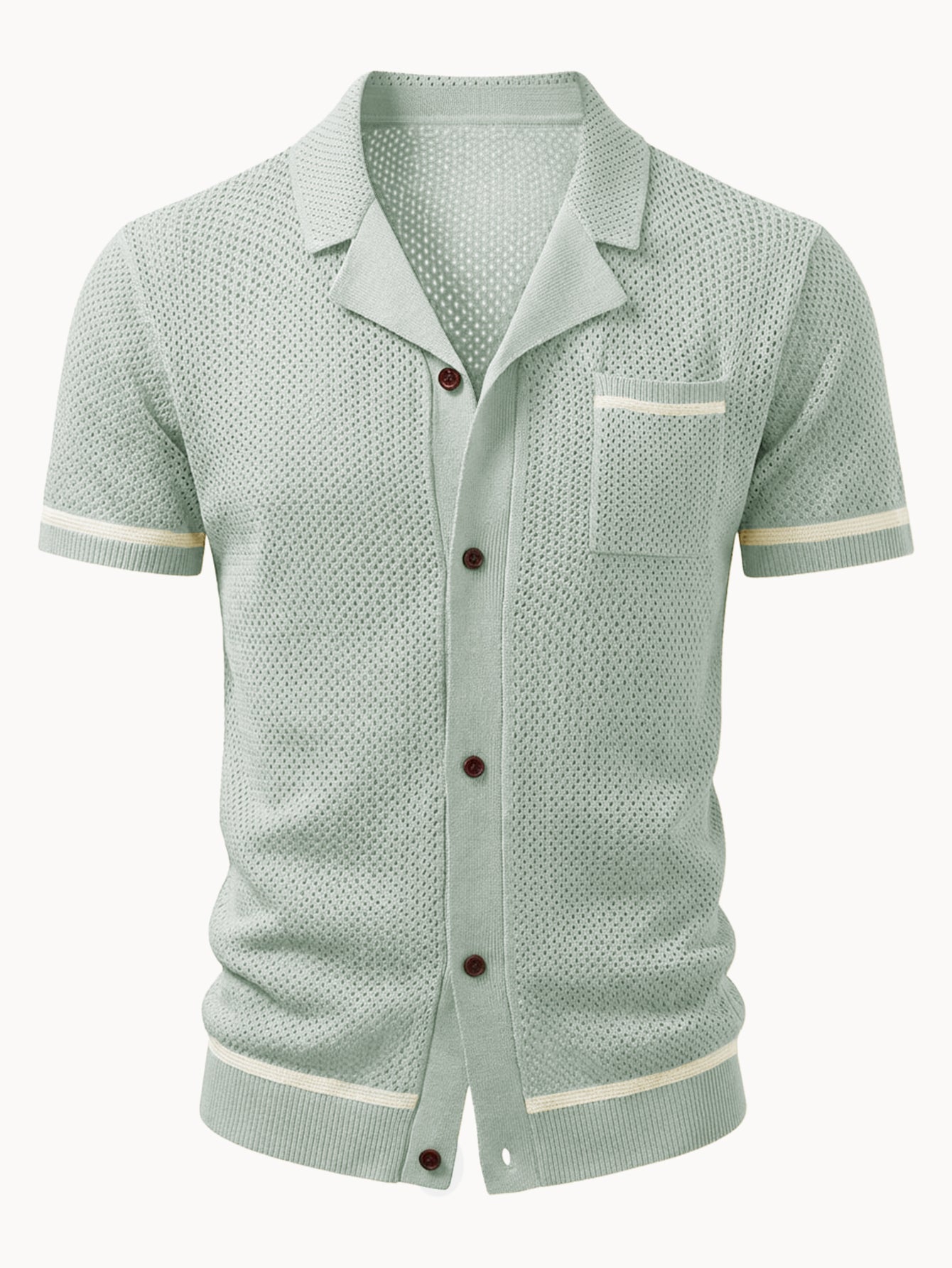 Contrast Trim Open Knit Shirt