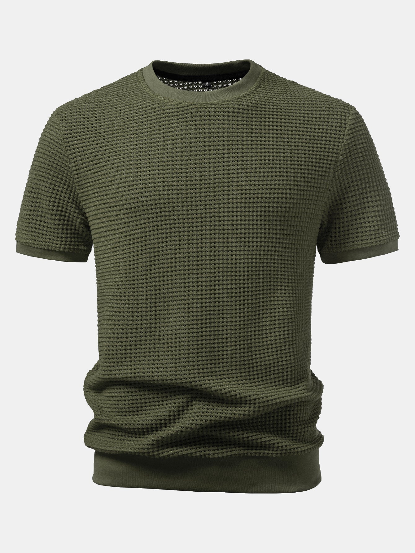 Short Sleeve Waffle Ribbed Hem T-Shirt