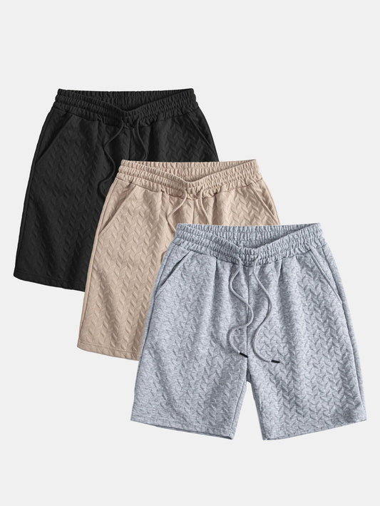 3 Pieces Geometric Jacquard Shorts
