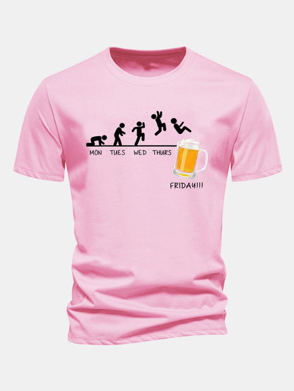 Regular Fit Beer Weekly Evolution Print Cotton T-Shirt