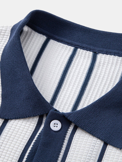 Stripe Knitted Button Up Shirt