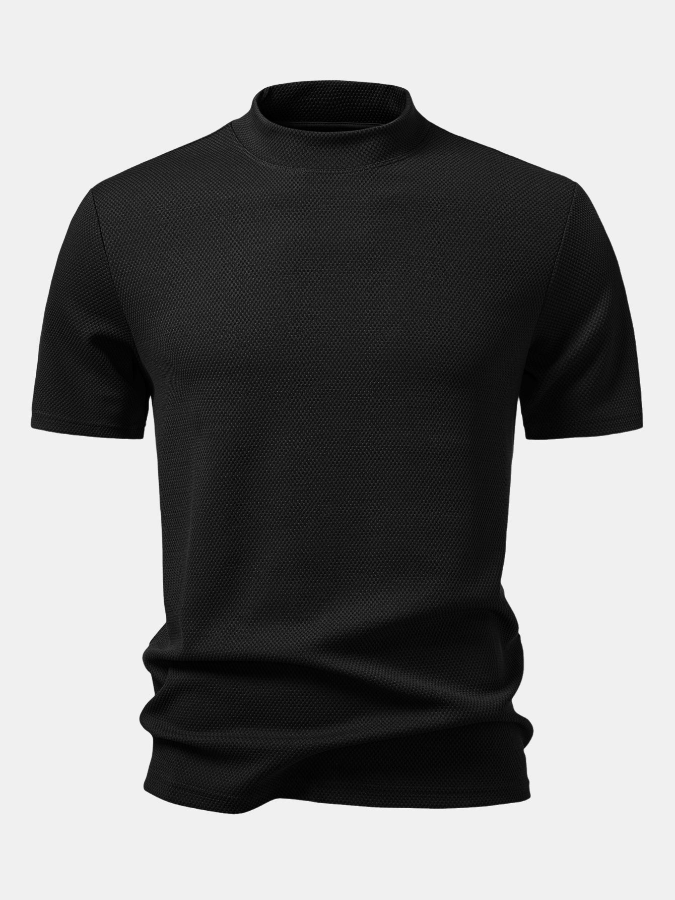 Textured Mock Neck T-Shirt