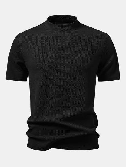 Textured Mock Neck T-Shirt