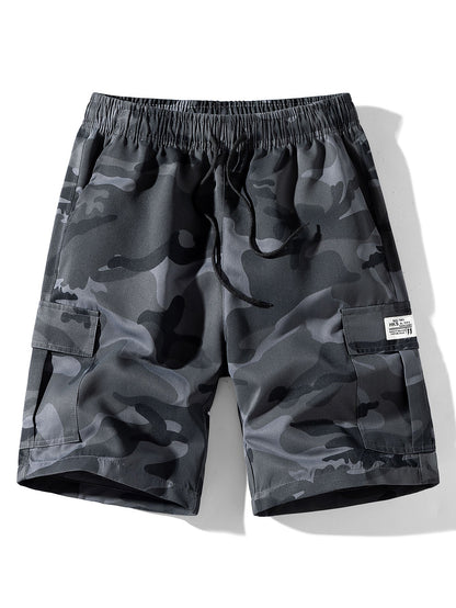 Camouflage Drawstring Cargo Shorts