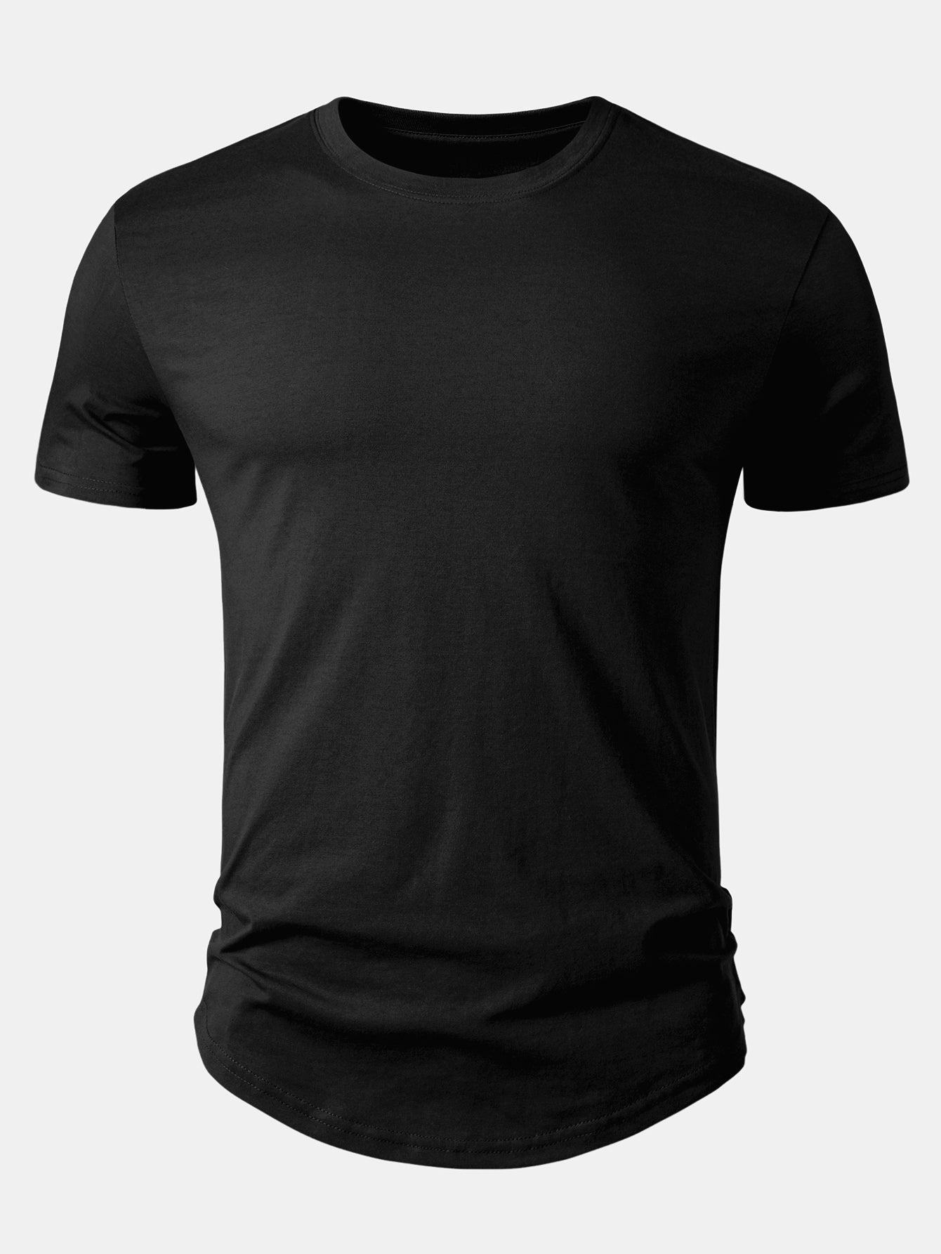 3 Pieces Basic Cotton Arc Hem T-Shirts