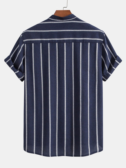 Stripes Cotton Henley Shirts
