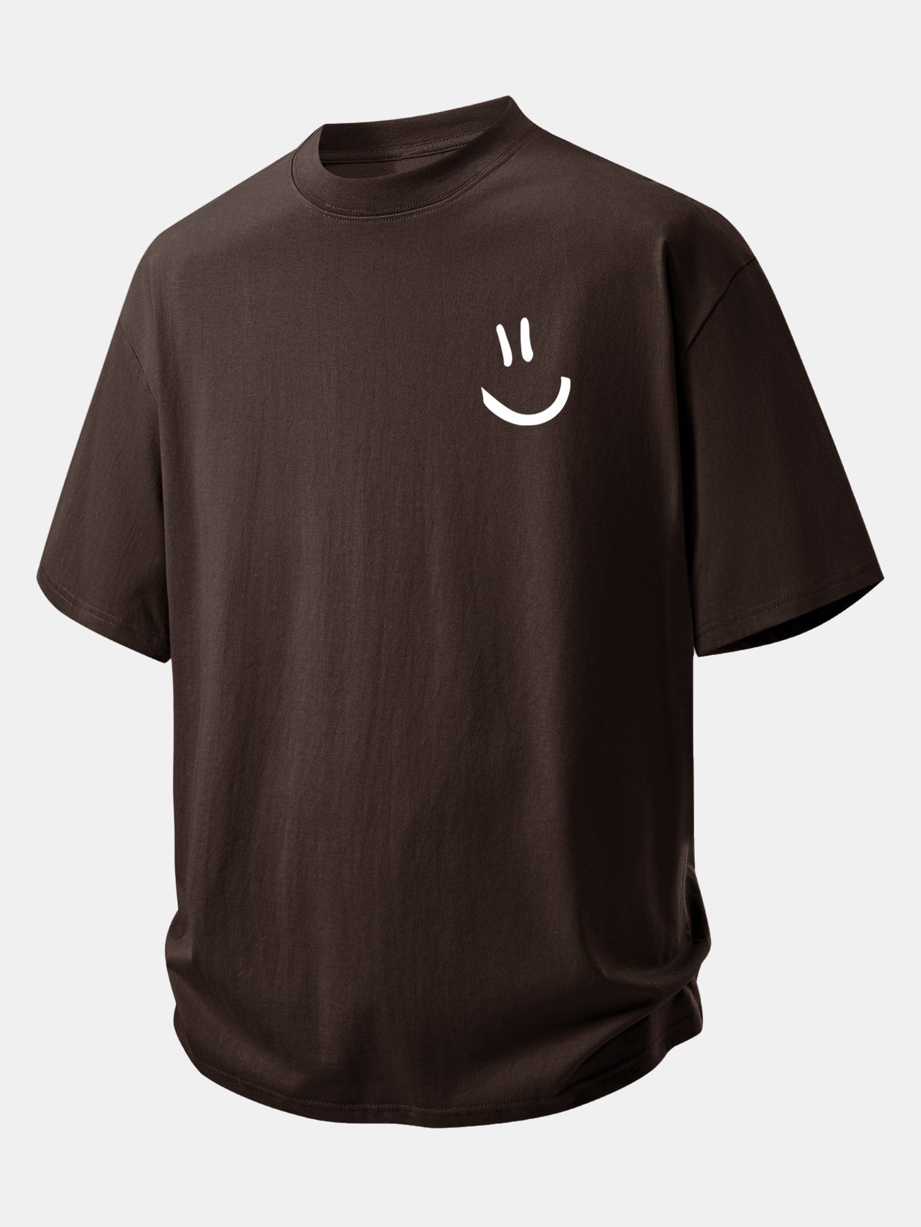 Relax Fit Smiley Face Print Cotton T-Shirt