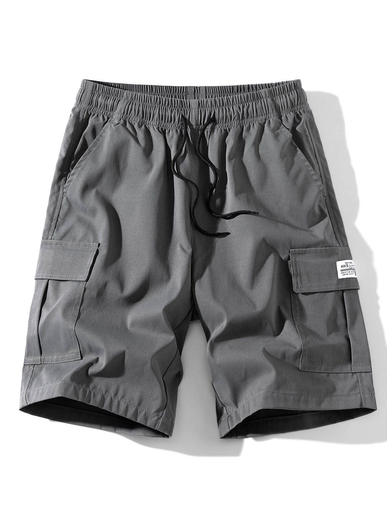 Solid Color Cargo Drawstring Shorts