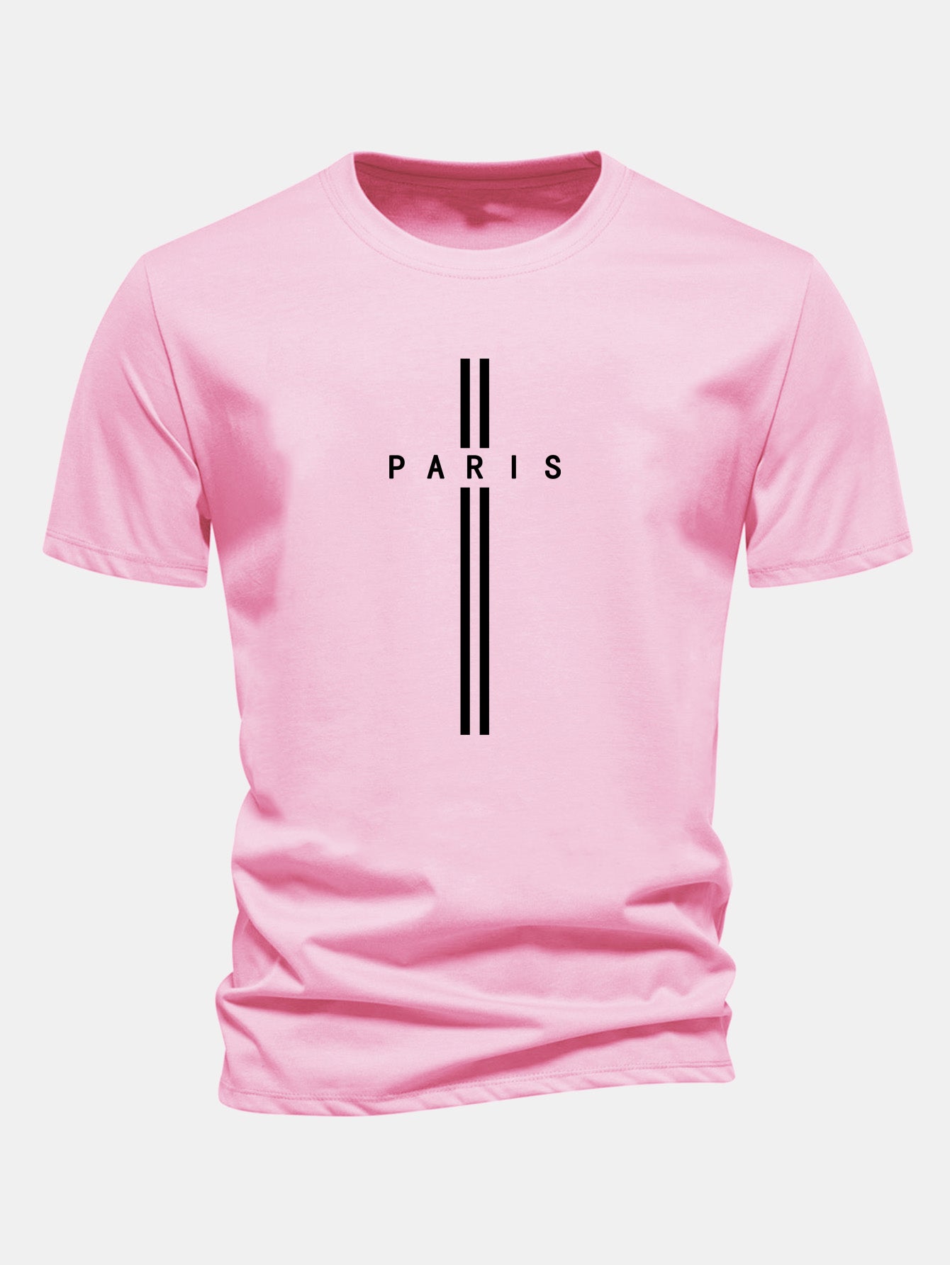 Regular Fit Paris Stripe Print Cotton T-Shirt