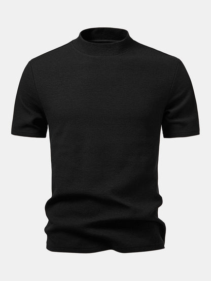Ribbed Mock Neck T-Shirt