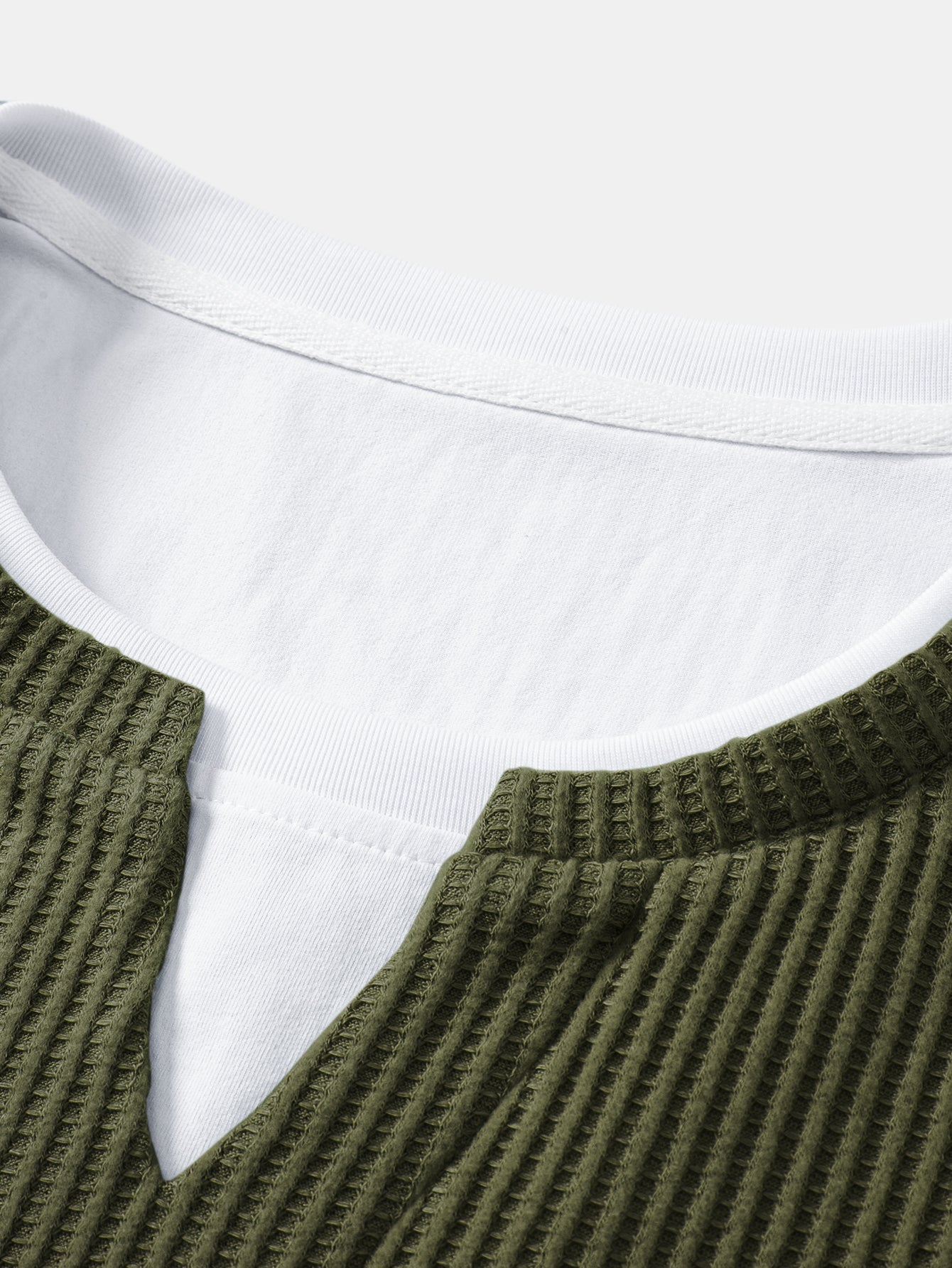 Relax Fit Waffle 2 In 1 Notched Collar T-Shirt
