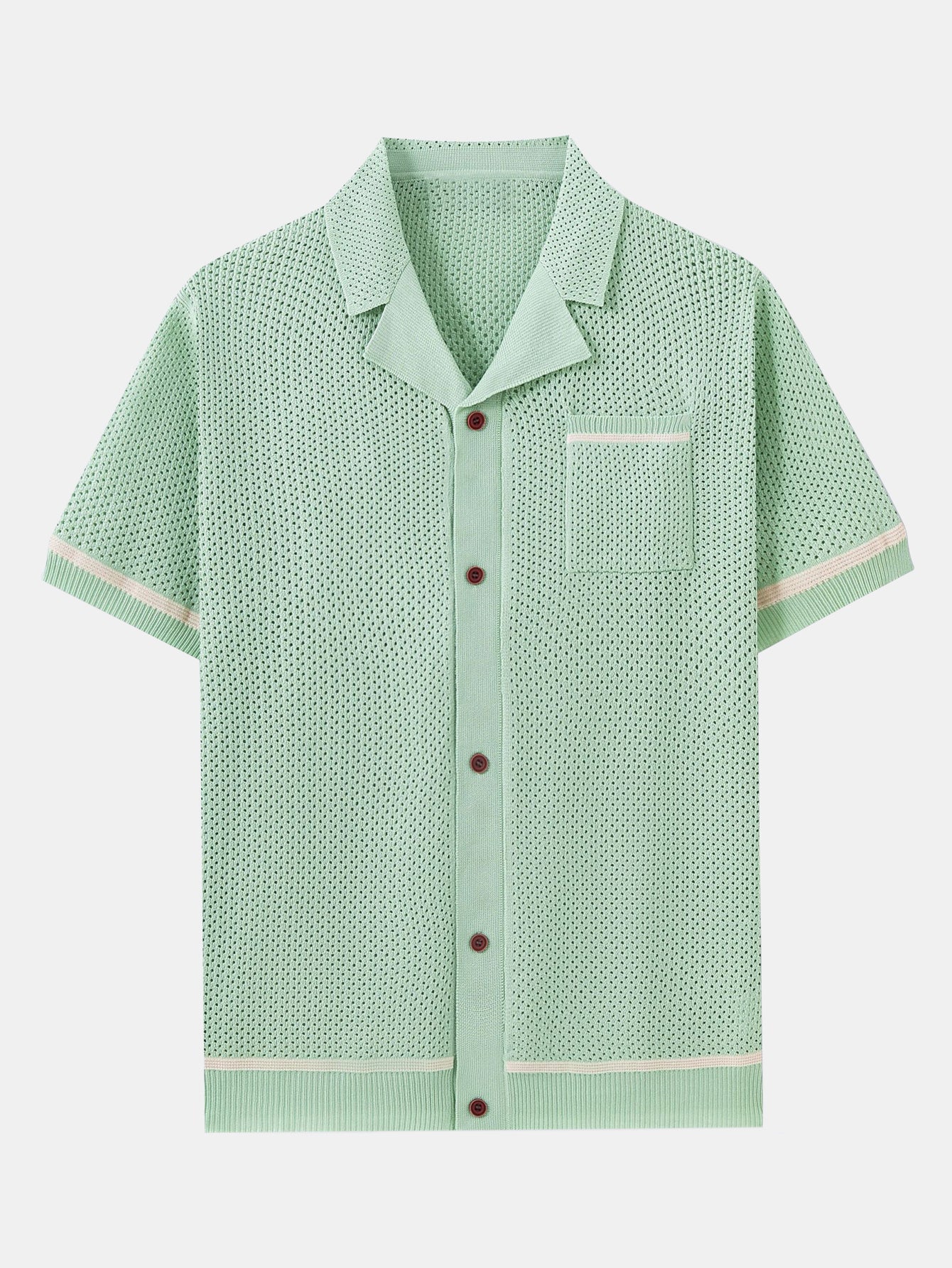 Contrast Trim Open Knit Shirt