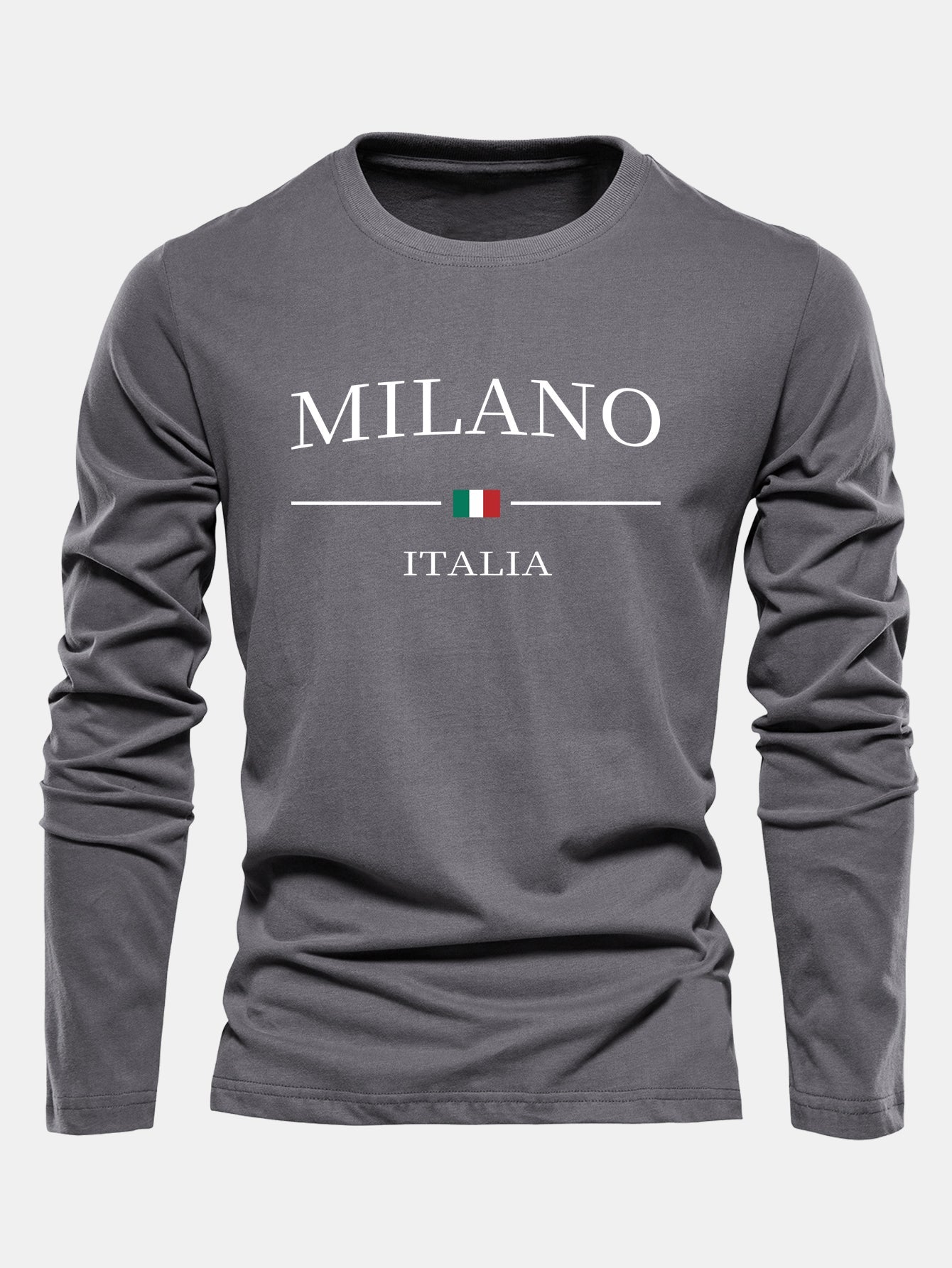 Long Sleeve Milano Print Cotton T-Shirt