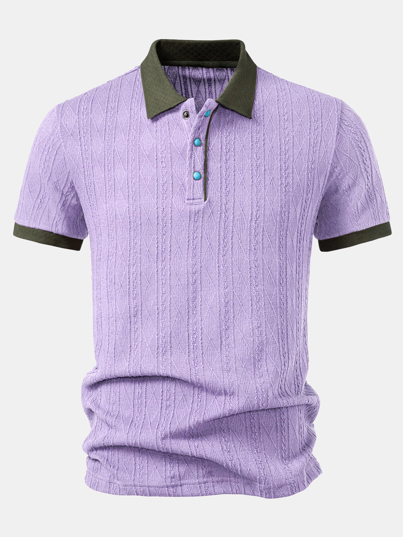Contrast Collar Geometric Jacquard Knit Polo