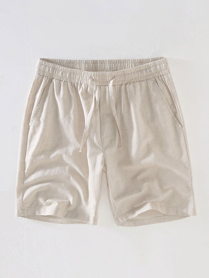Linen Cotton Blend Drawstring Shorts