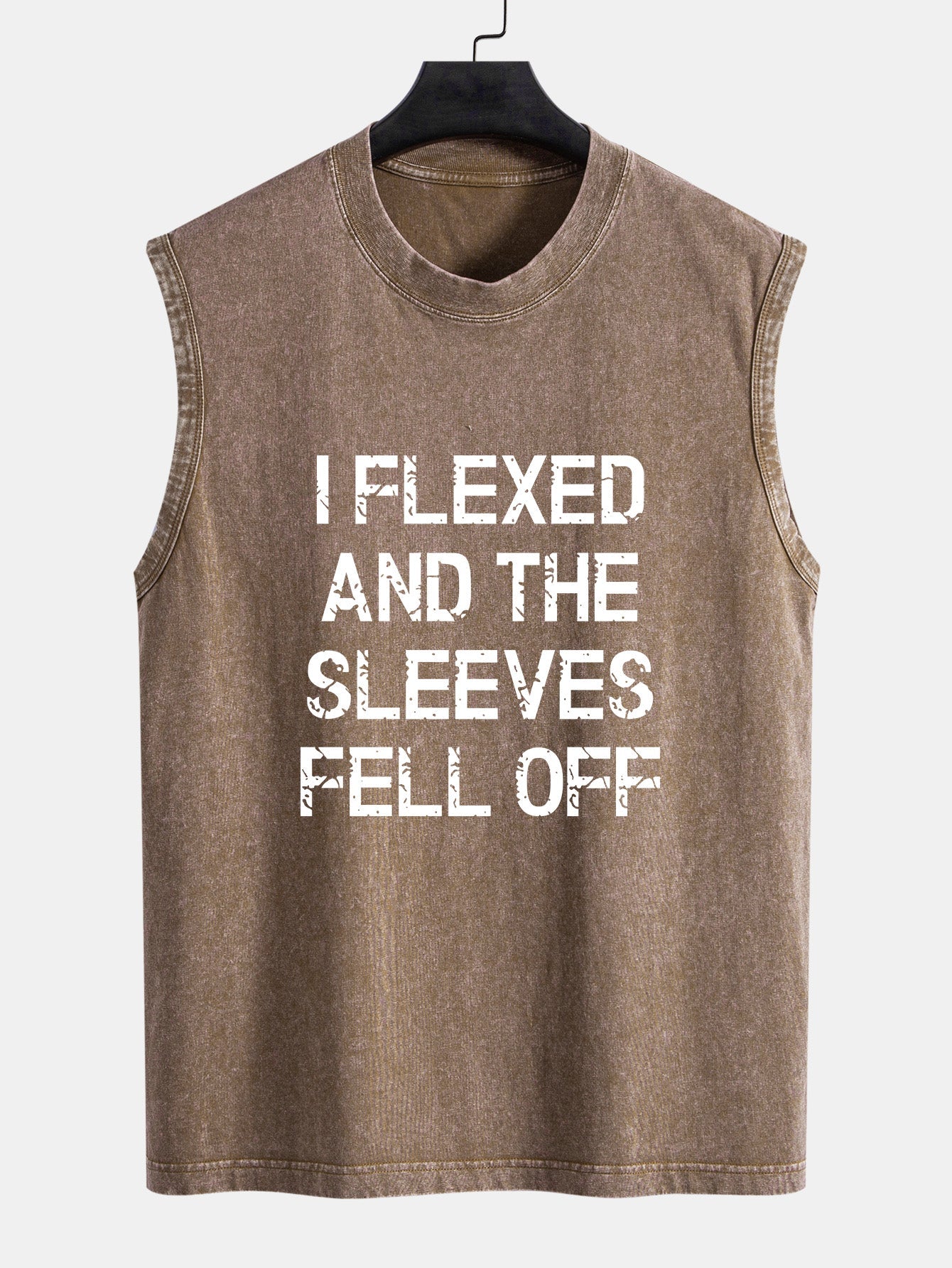 Slogan Print Washed Distressed Tank Top