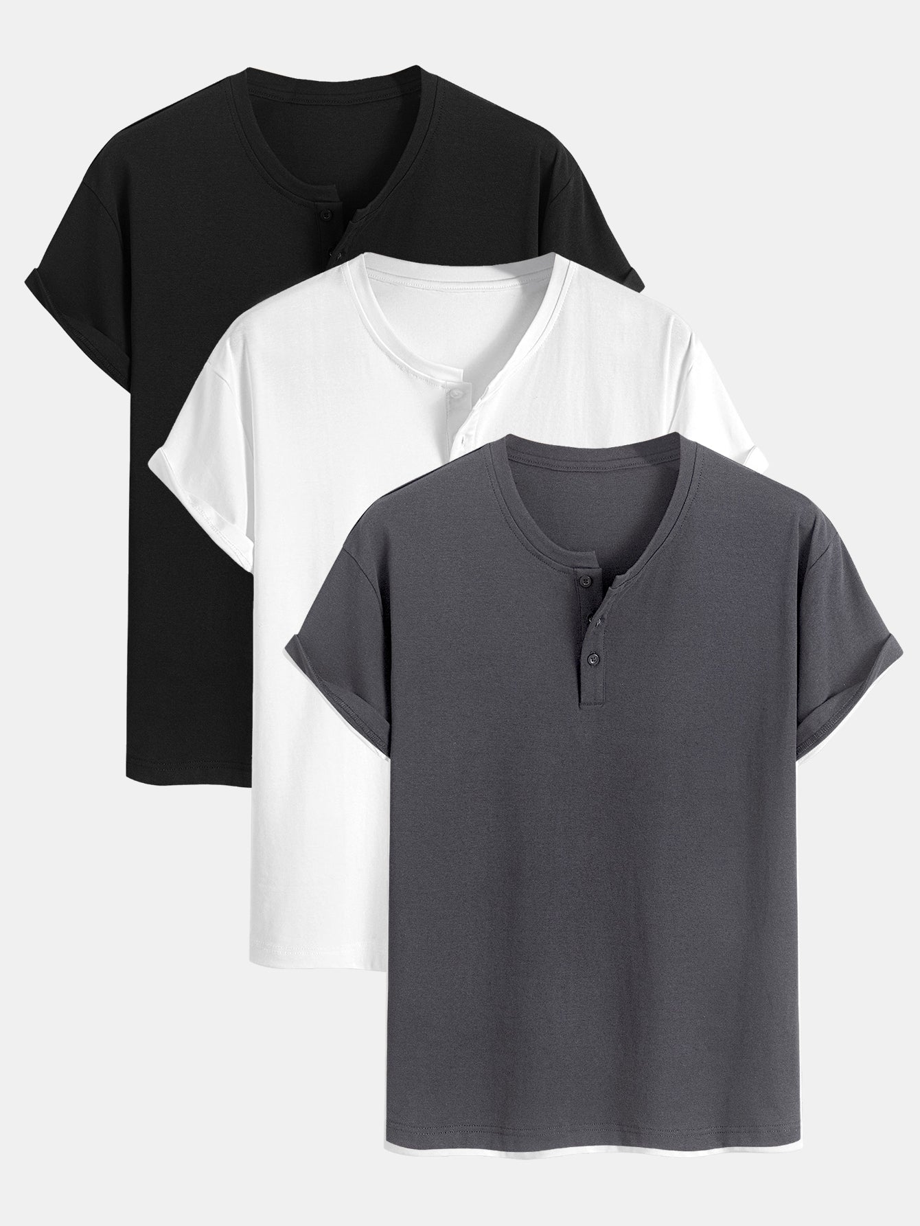 3 Pieces Cotton Henley T-Shirts