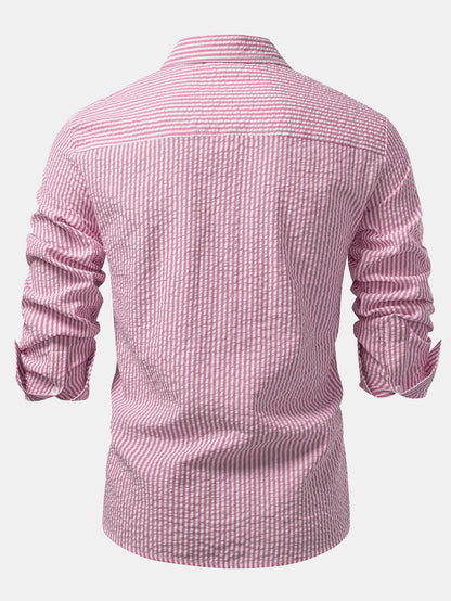 Seersucker Striped Button Up Shirt