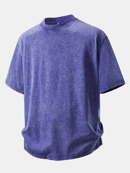 Basic Washed Distressed Drop Shoulder Oversize T-Shirt