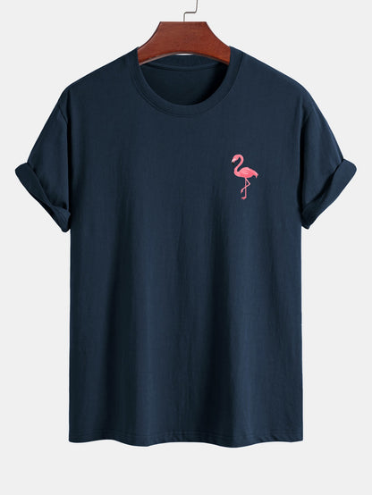 Regular Fit Flamingo Print Cotton T-Shirt
