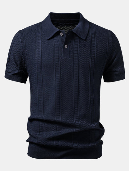 Geometric Jacquard Knit Polo