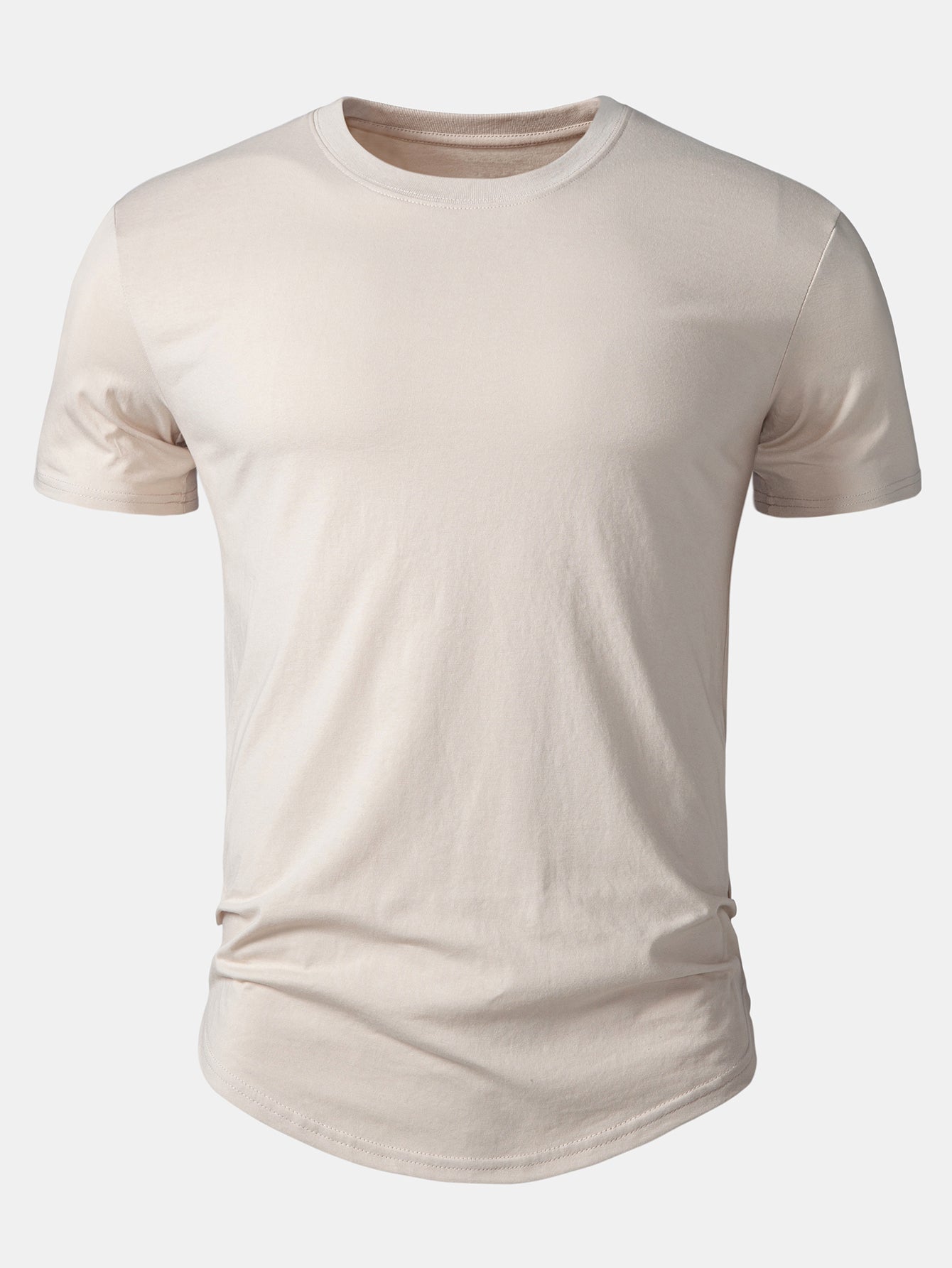 3 Pieces Basic Cotton Arc Hem T-Shirts