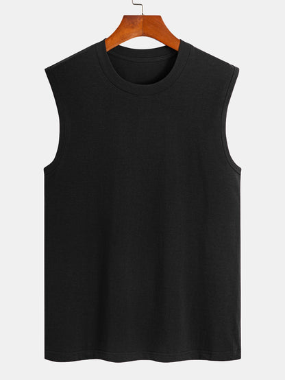 Solid Cotton Sleeveless T-Shirt