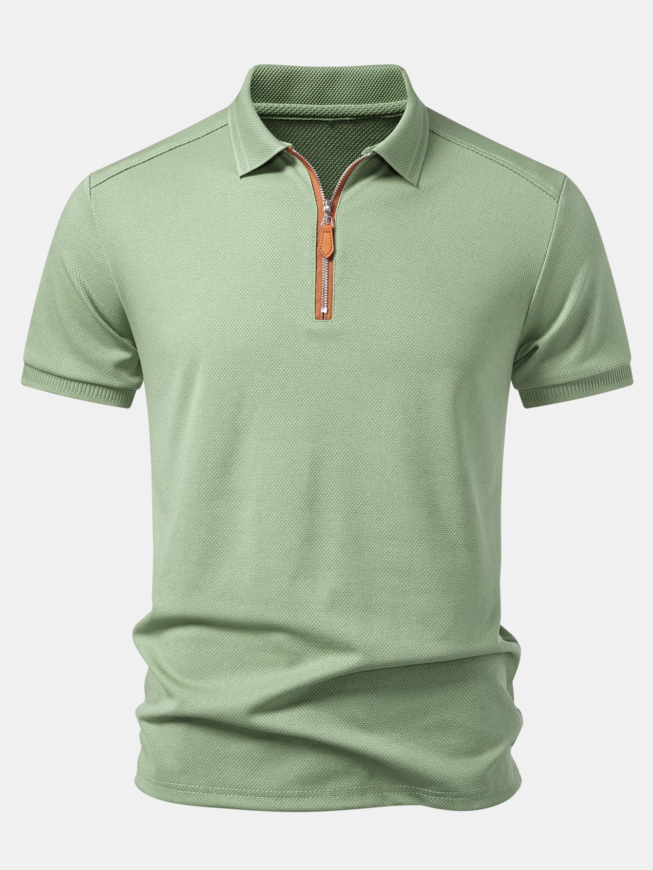 Textured Zipper Polo