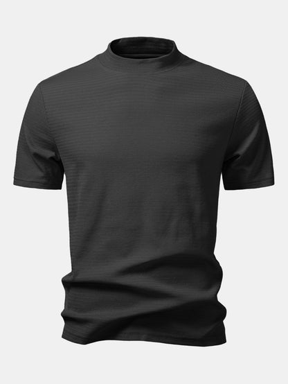 Textured Mock Neck T-Shirt
