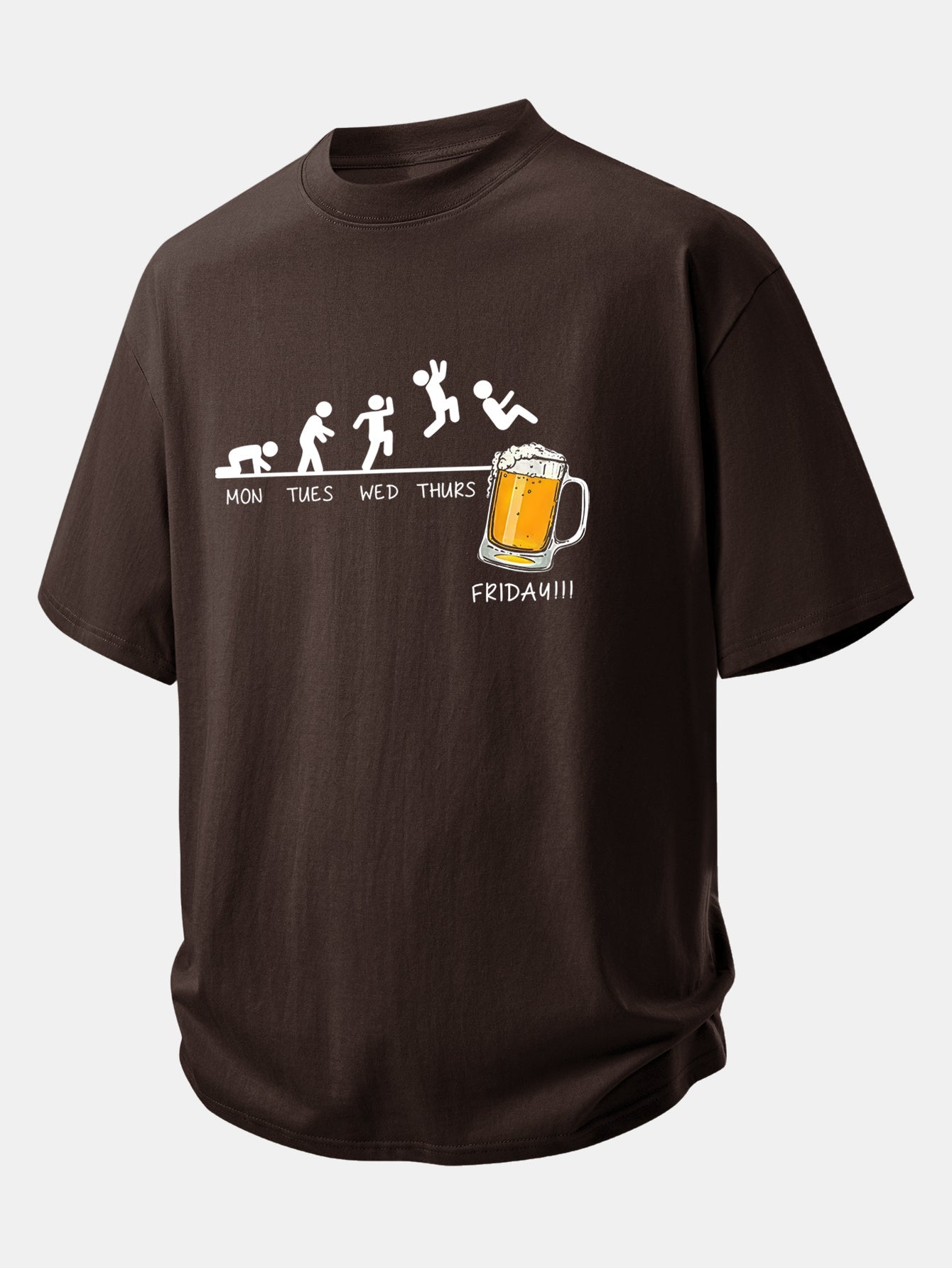 Relax Fit Beer Weekly Plan Print Cotton T-Shirt