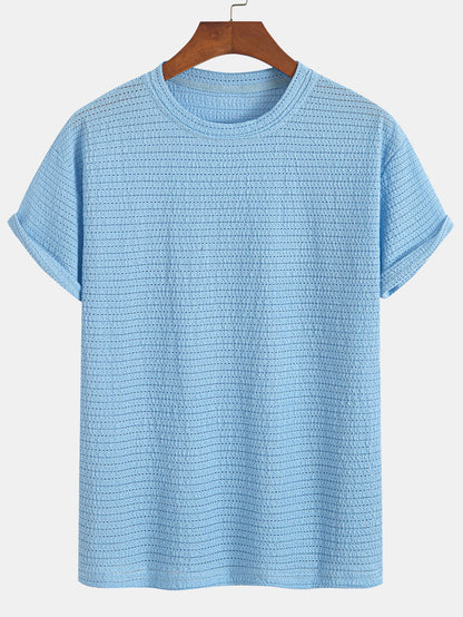 Relax Fit Striped Textured T-Shirt