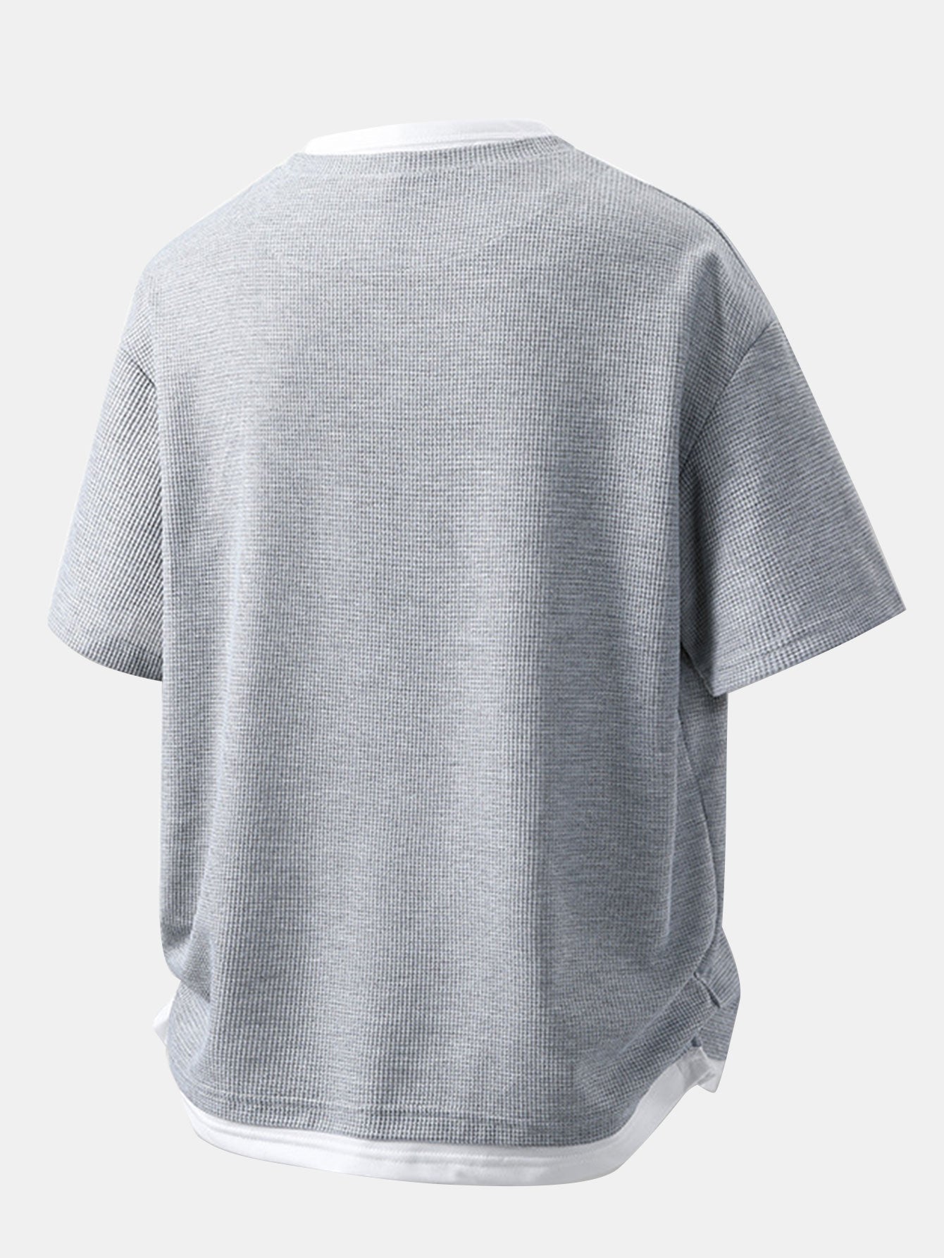 Relax Fit 2 In 1 Notched Collar Waffle T-Shirt