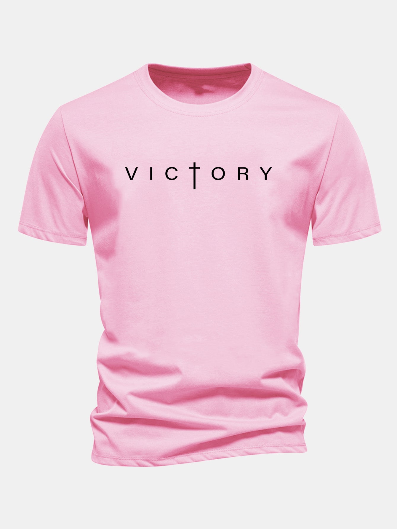 Regular Fit Victory Slogan Print Cotton T-Shirt