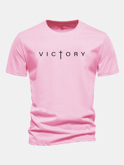 Regular Fit Victory Slogan Print Cotton T-Shirt