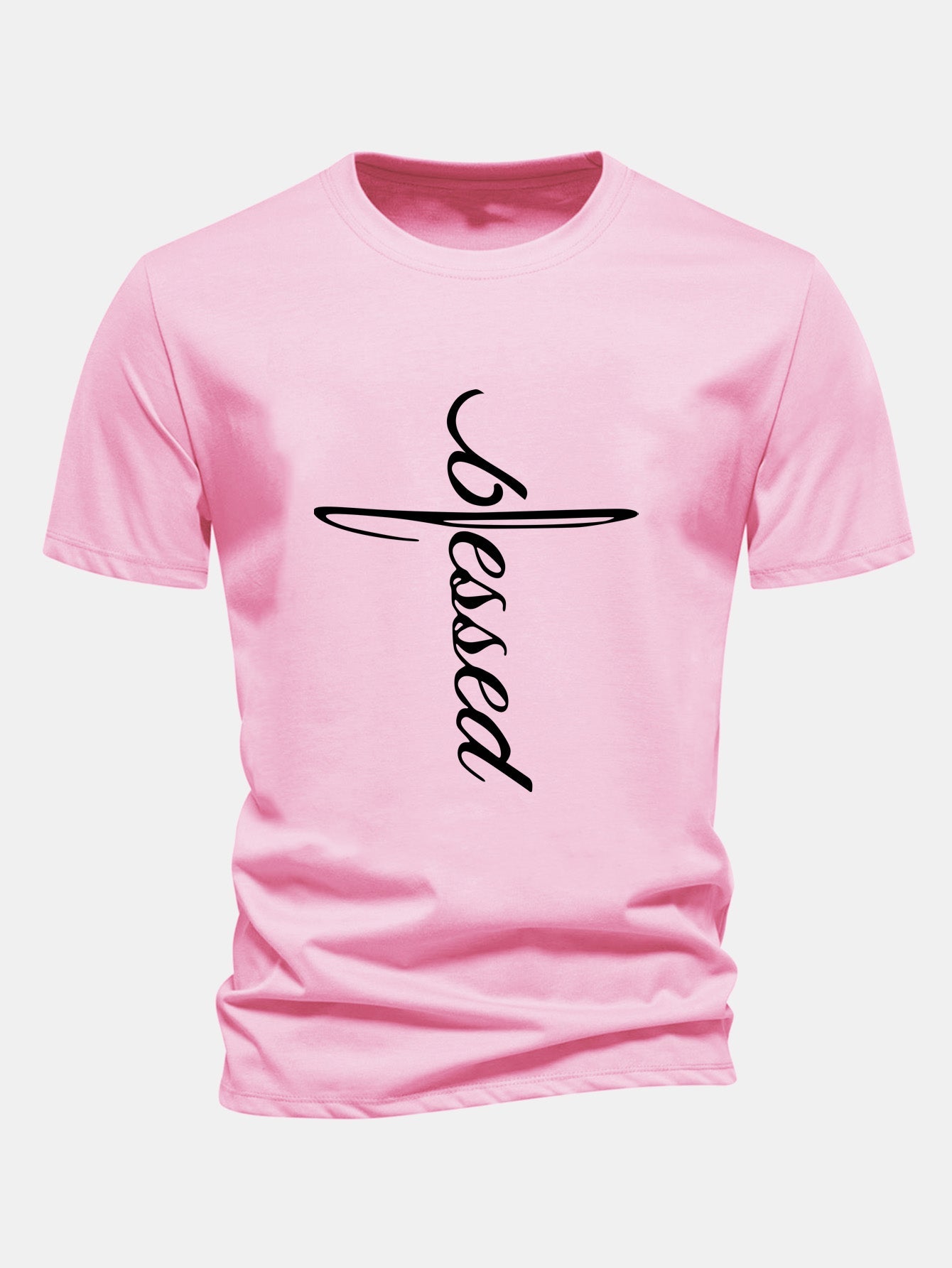 Regular Fit Blessed Print Cotton T-Shirt