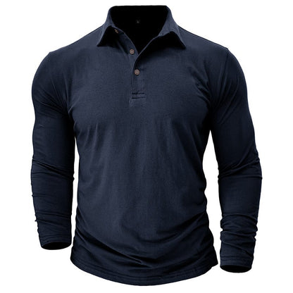Fitted Long Sleeve Polo For Muscular Build