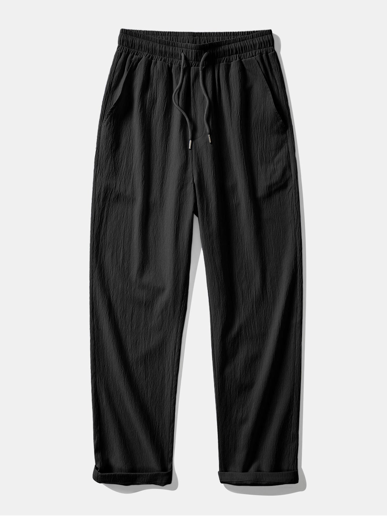 Crinkle Textured Straight Leg Pants