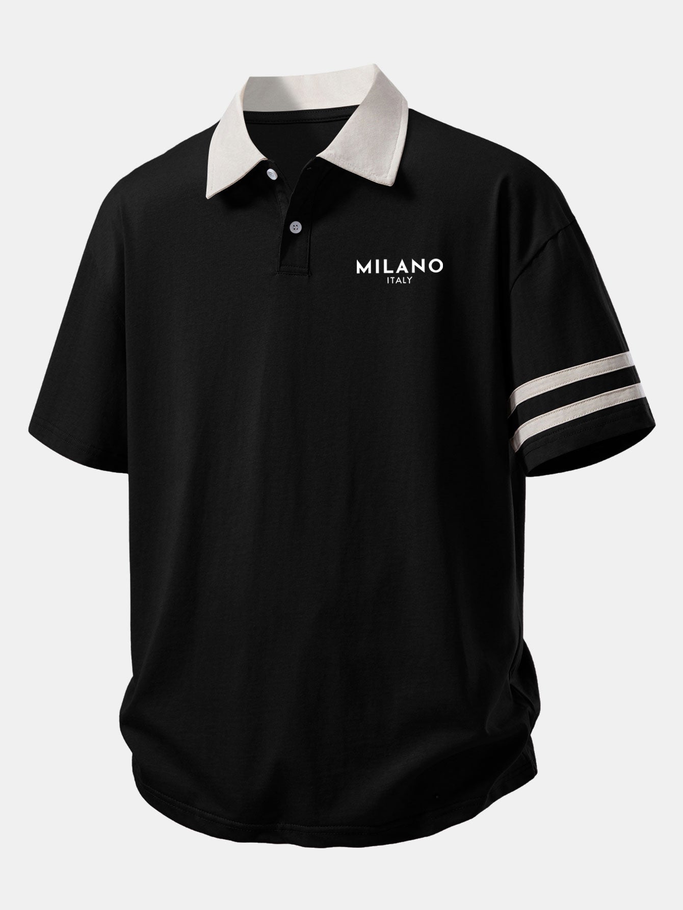 Relax Fit Milano Print Contrast Collar Polo Shirt